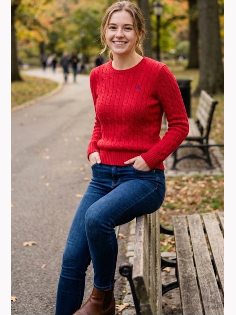 Ralph Lauren Women's Cable-Knit Crewneck Sweater — Bright Red